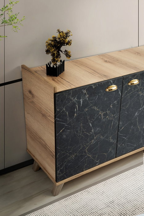 Hanah Home Sumer H3030 Consola de Mármol y Roble